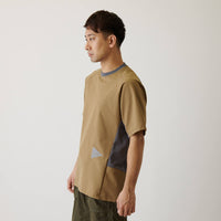 and wander(アンドワンダー)/ハイブリッドベースレイヤー ショートスリーブT/ダークベージュ/UNISEX