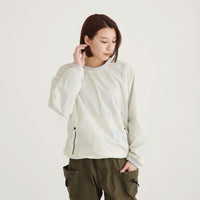 and wander(アンドワンダー)/パーテックスウィンド ロングスリーブT/ホワイト/UNISEX