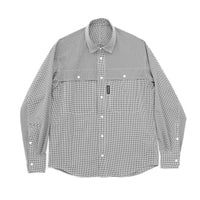 RIDGE MOUNTAIN GEAR(リッジマウンテンギア)/ビッグポケットロングスリーブシャツ/ホワイト×ブラック/MENS