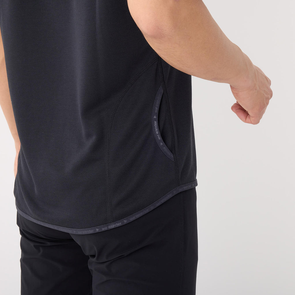 and wander（アンドワンダー）/ドライジャージーラグランショートスリーブ/MENS