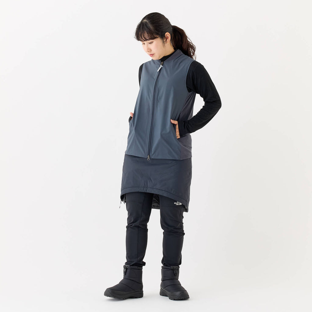 モデル 157cm　着用サイズ：S　着用カラー：ブルーグレー