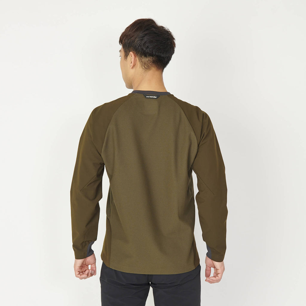 and wander（アンドワンダー）/ハイブリッドベースレイヤーロングスリーブシャツ/MENS