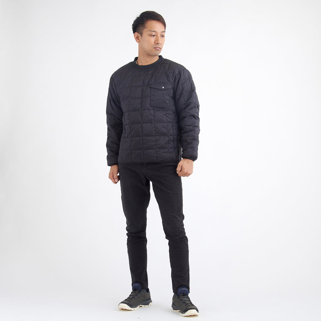 TAION（タイオン）/プルオーバークルーネックダウン/ブラック/UNISEX