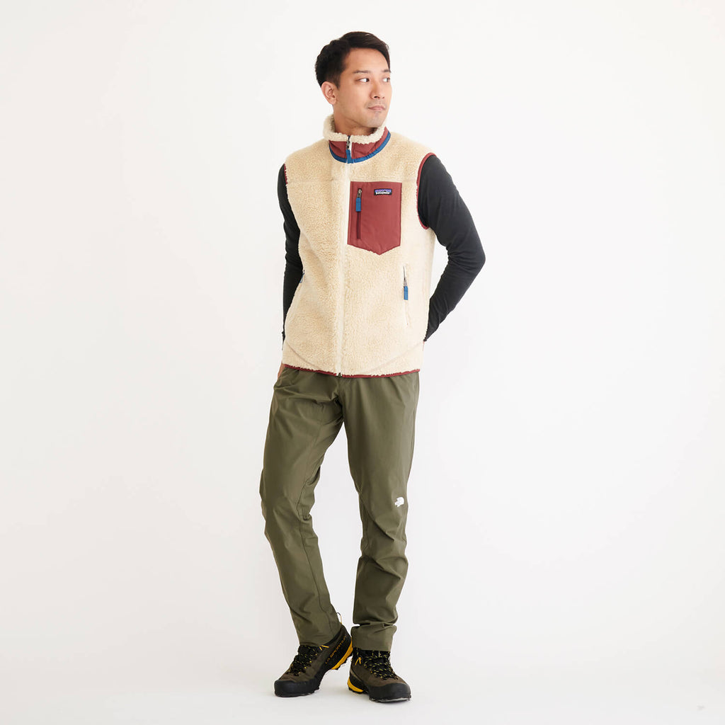 モデル 178cm　着用サイズ：M　着用カラー：ベージュ×ボルドー