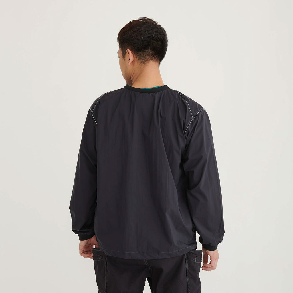 and wander（アンドワンダー）/パーテックスウィンド ロングスリーブT/ブラック/UNISEX
