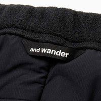 and wander（アンドワンダー）/トップフリースパンツ/ブラック/UNISEX