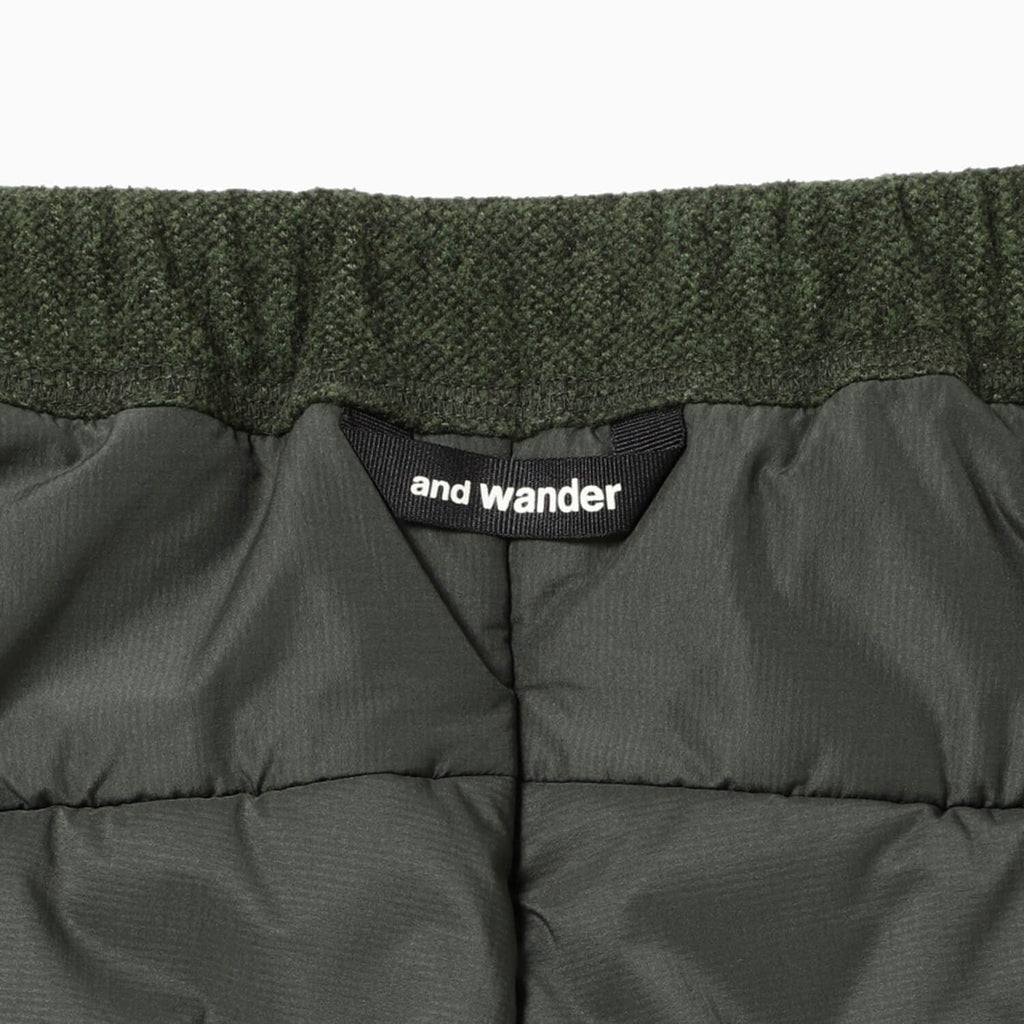 and wander（アンドワンダー）/トップフリースパンツ/ダークグリーン/UNISEX