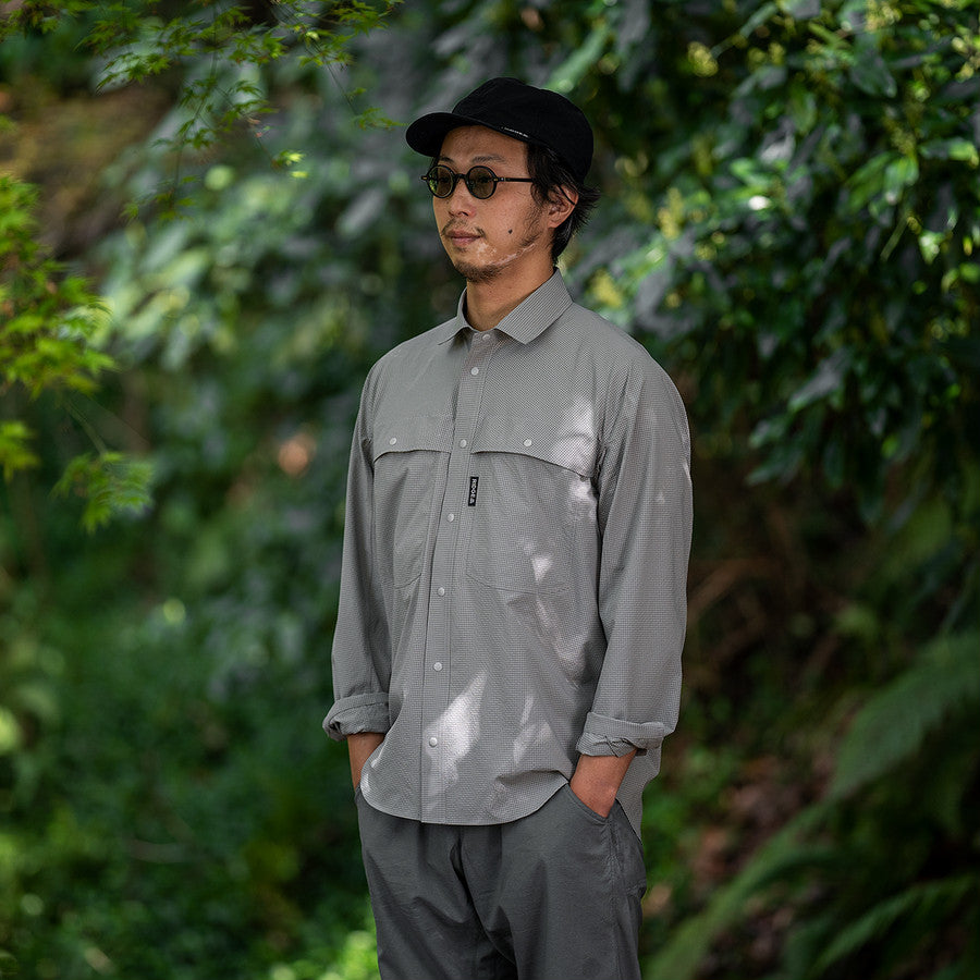 RIDGE MOUNTAIN GEAR（リッジマウンテンギア）/ビッグポケットロングスリーブシャツ/ホワイト×ブラック/MENS