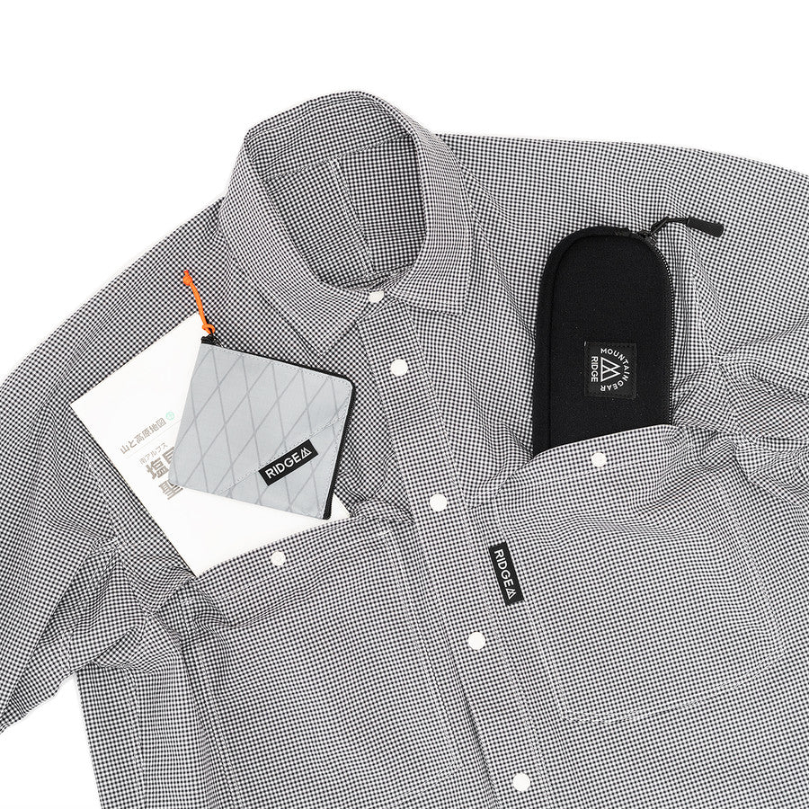 RIDGE MOUNTAIN GEAR（リッジマウンテンギア）/ビッグポケットロングスリーブシャツ/ホワイト×ブラック/WOMENS